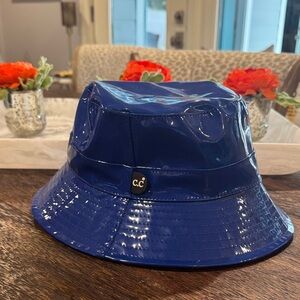 C.C Shiny Bright Royal Blue Bucket Rain Hat LIKE NEW!